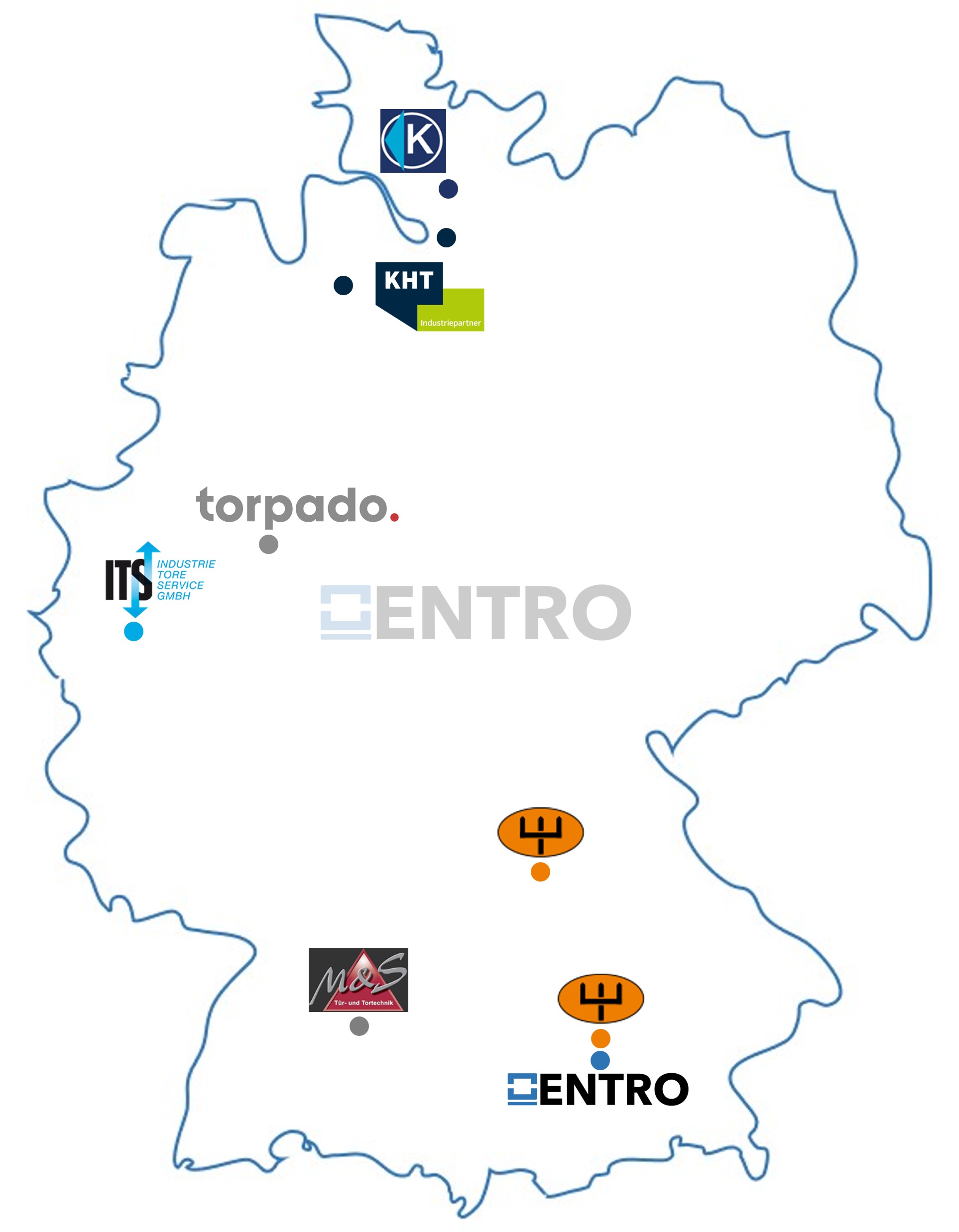 a map of Germany showing all ENTRO partner locations