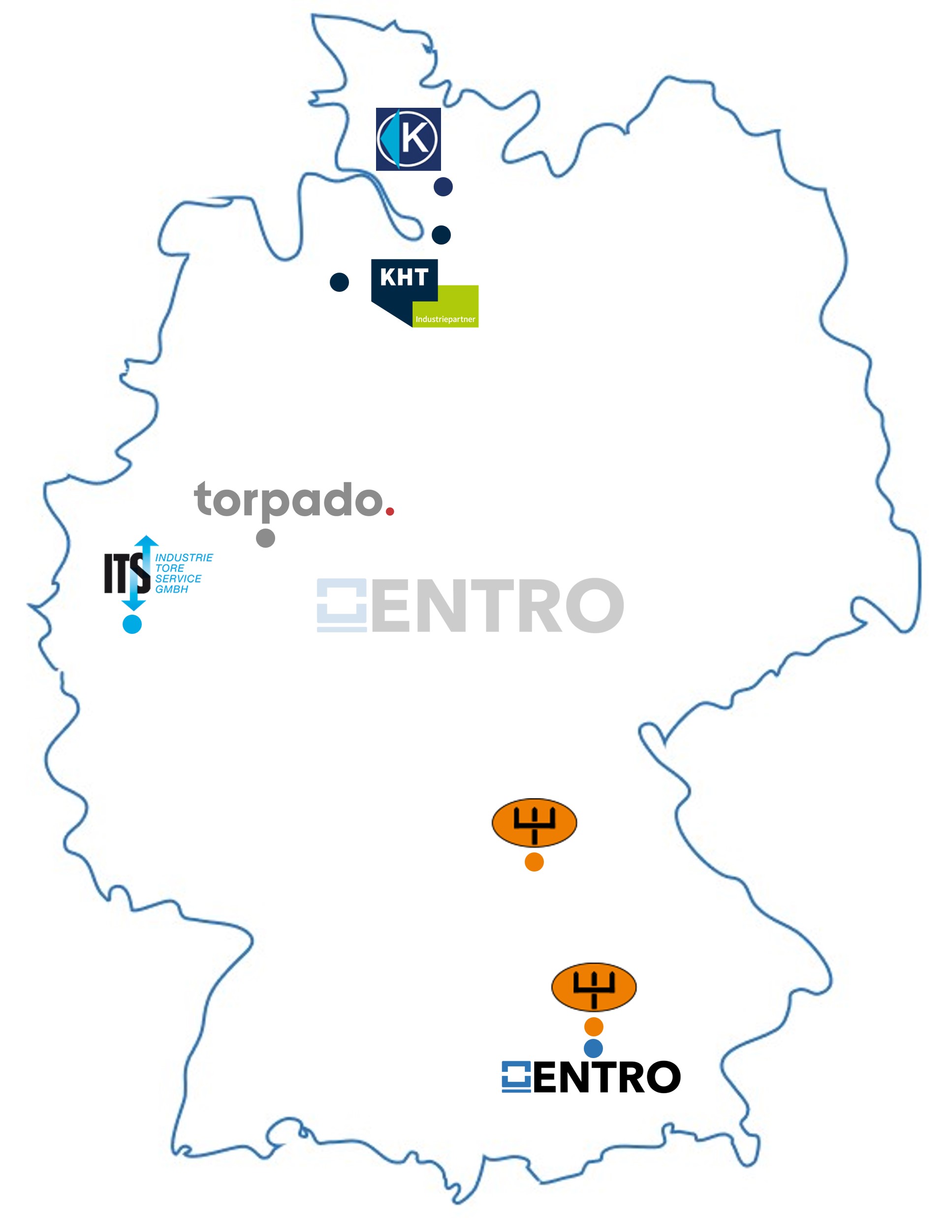 a map of Germany showing all ENTRO partner locations
